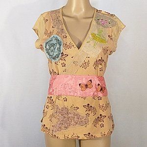 Free People Cap Sleeve V-neck Shirt